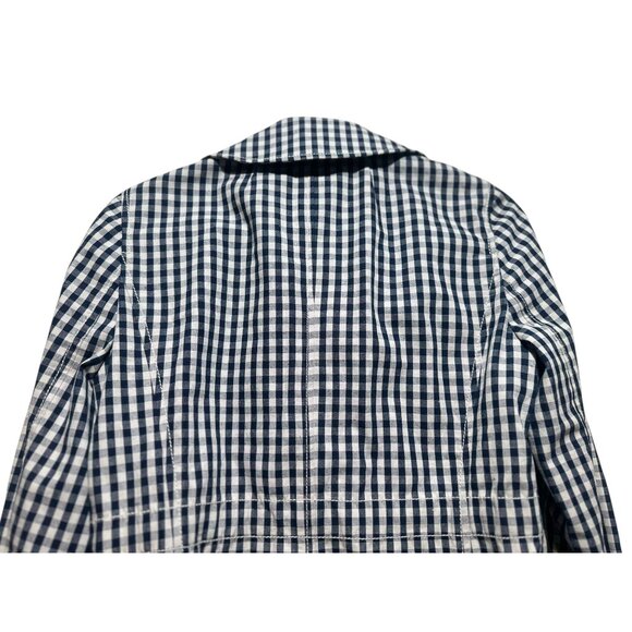 J.Crew Gingham Motorcycle Crop Jacket Womens Size 4 Linen Biker Cottage Preppy - Picture 11 of 16